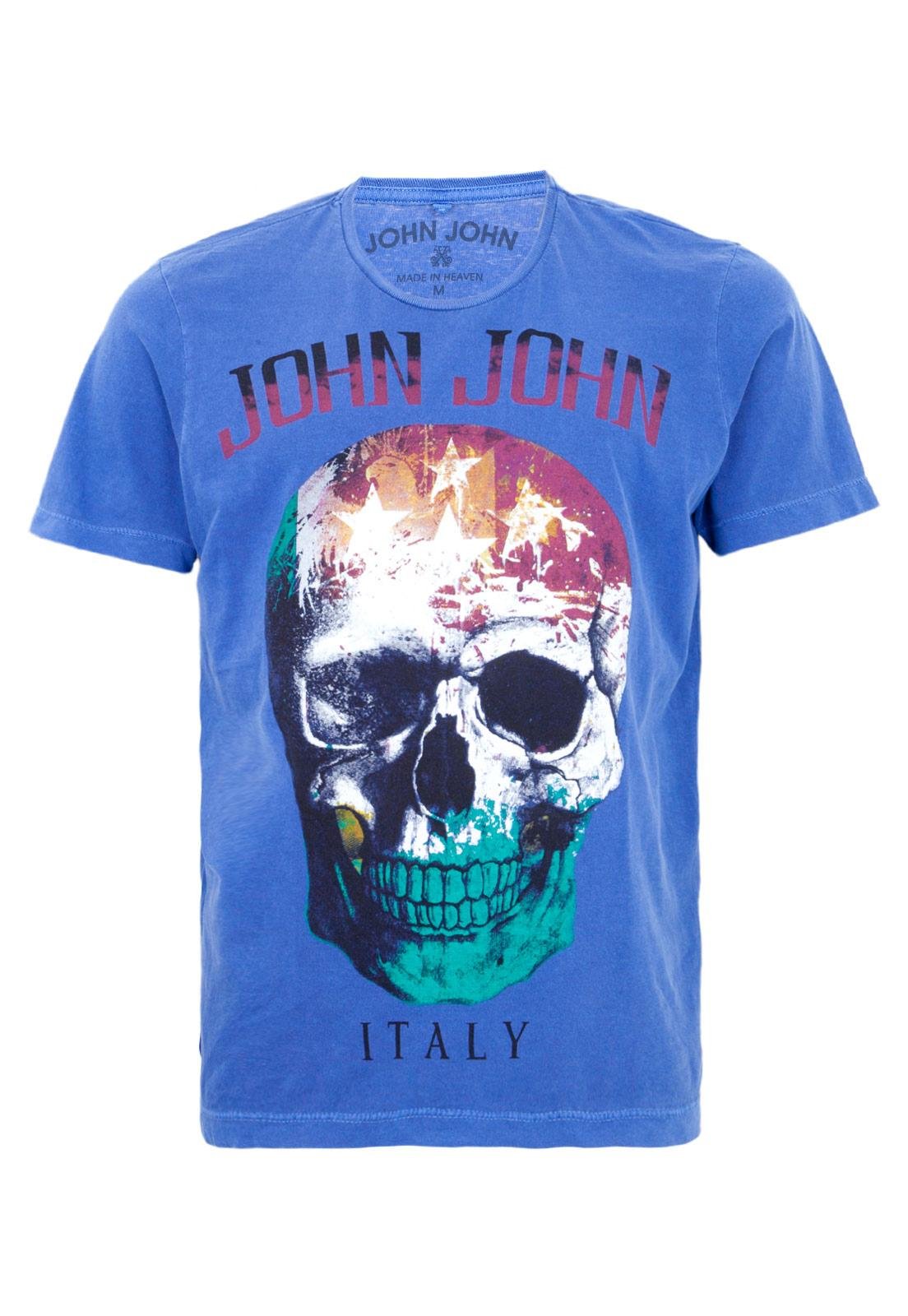 Camiseta John John Masculina Blue Skul Preta