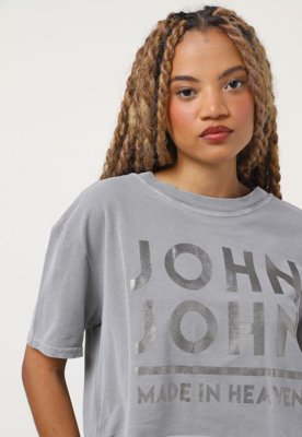 CAMISETA JOHN JOHN GROUPIE MALHA CINZA FEMININA T-SHIRT GROUPIE