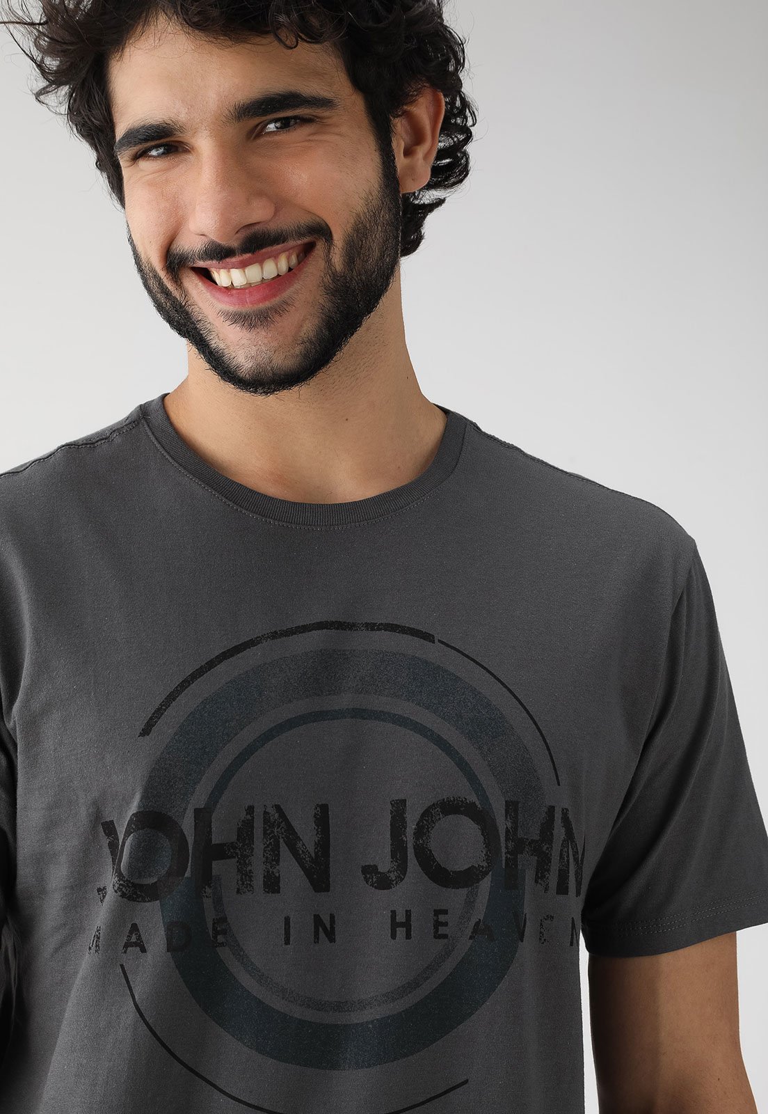 Camiseta John John Logo Cinza - Compre Agora | Dafiti Brasil