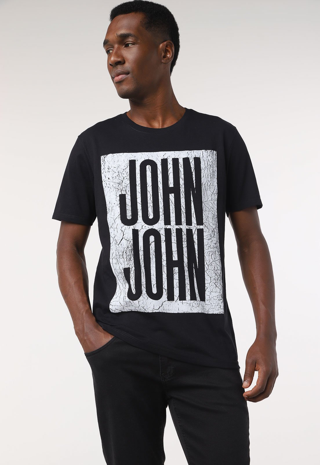 Camiseta John John Logo Preta - Faz a Boa!