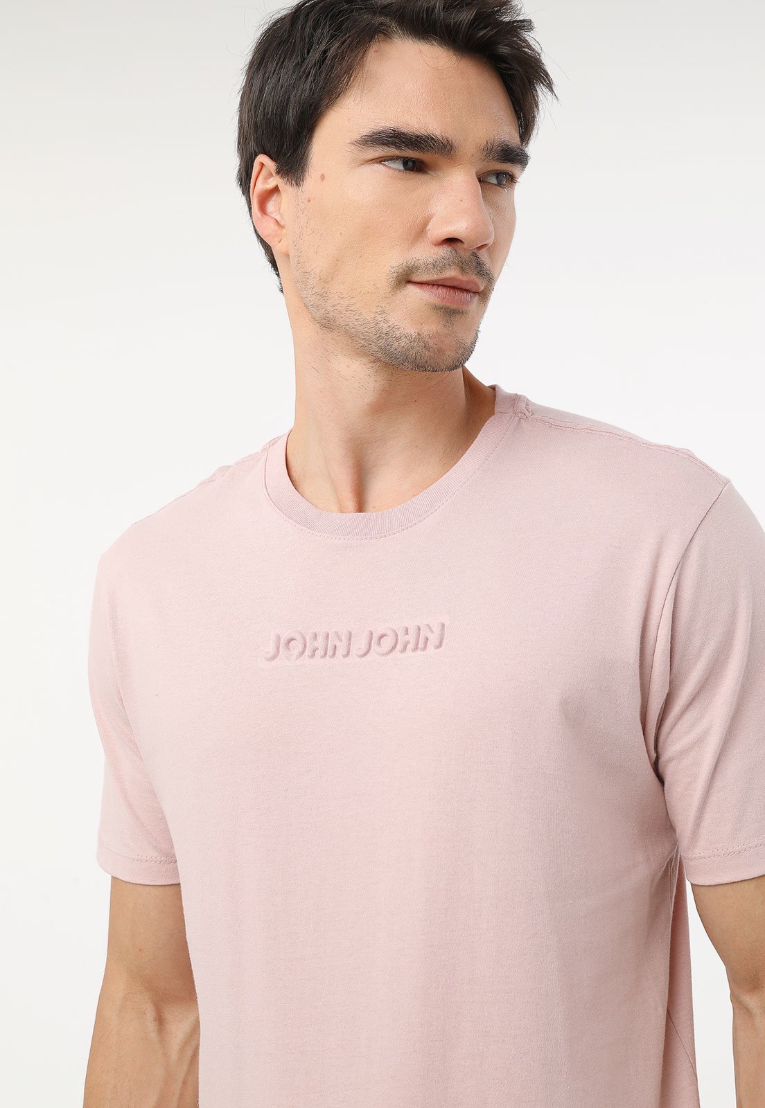 Camiseta John John Masculina Regular Logo Sunset Rosé