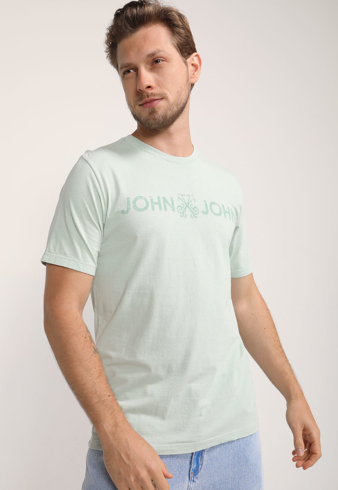 Camiseta John John London Off-White/Verde 