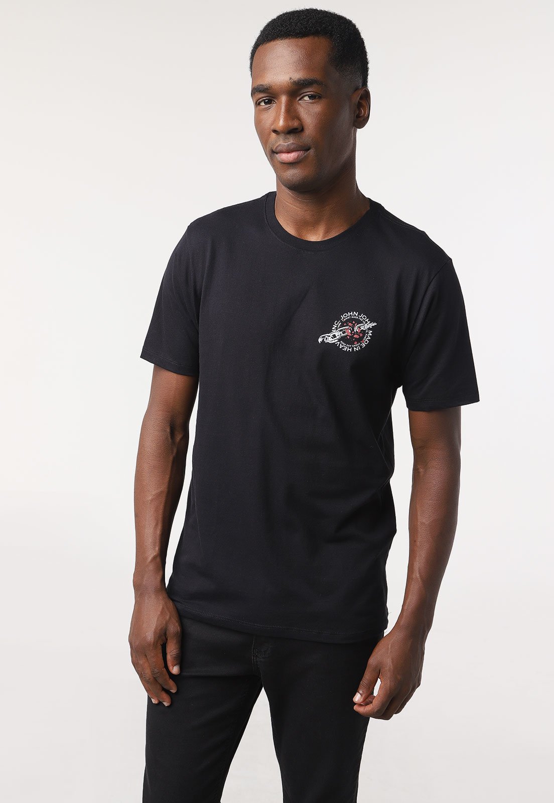 Camiseta John John Masculina Relaxed Puffed Logo Preta