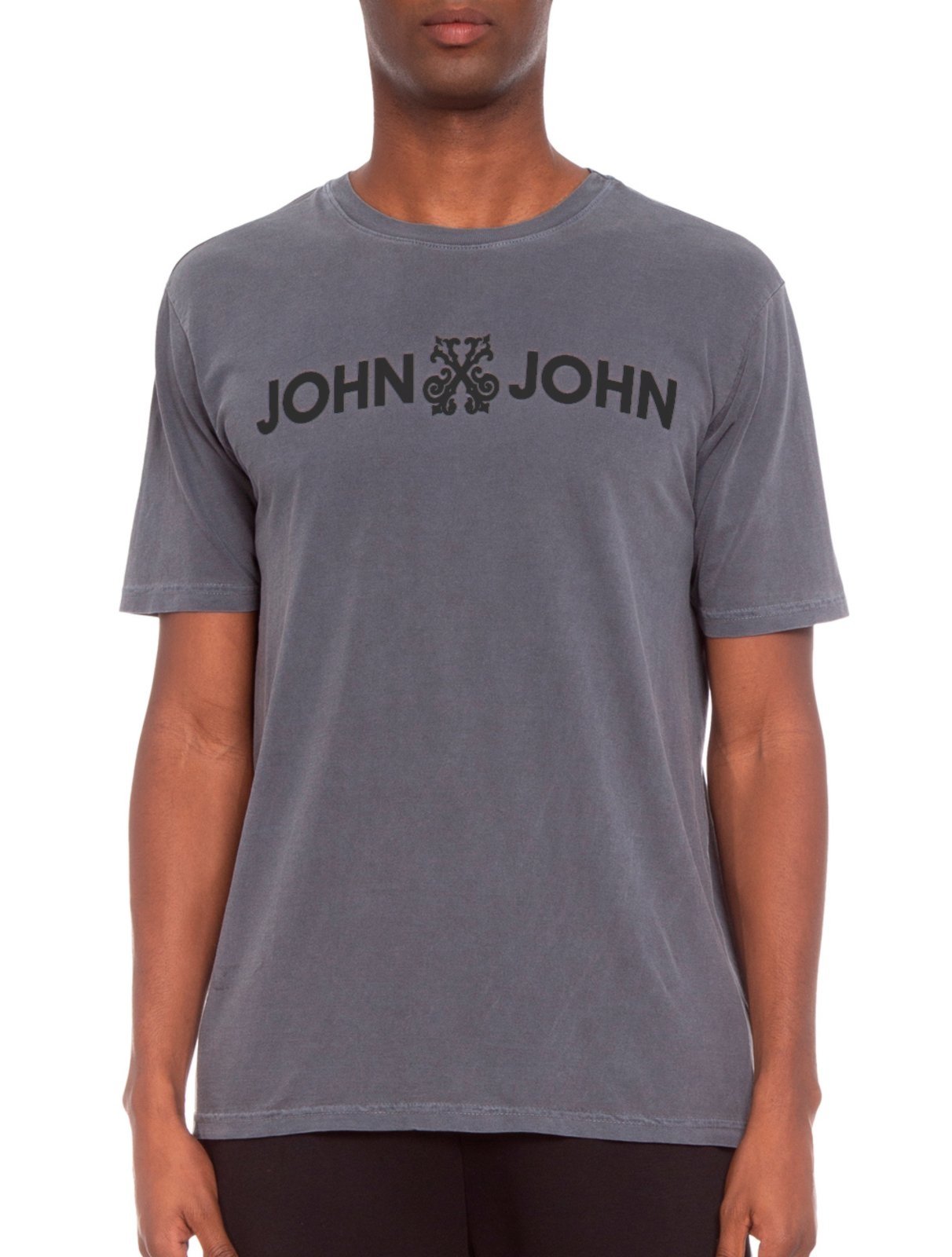 Camiseta John John Masculina Basic Logo Sans Cinza Chumbo