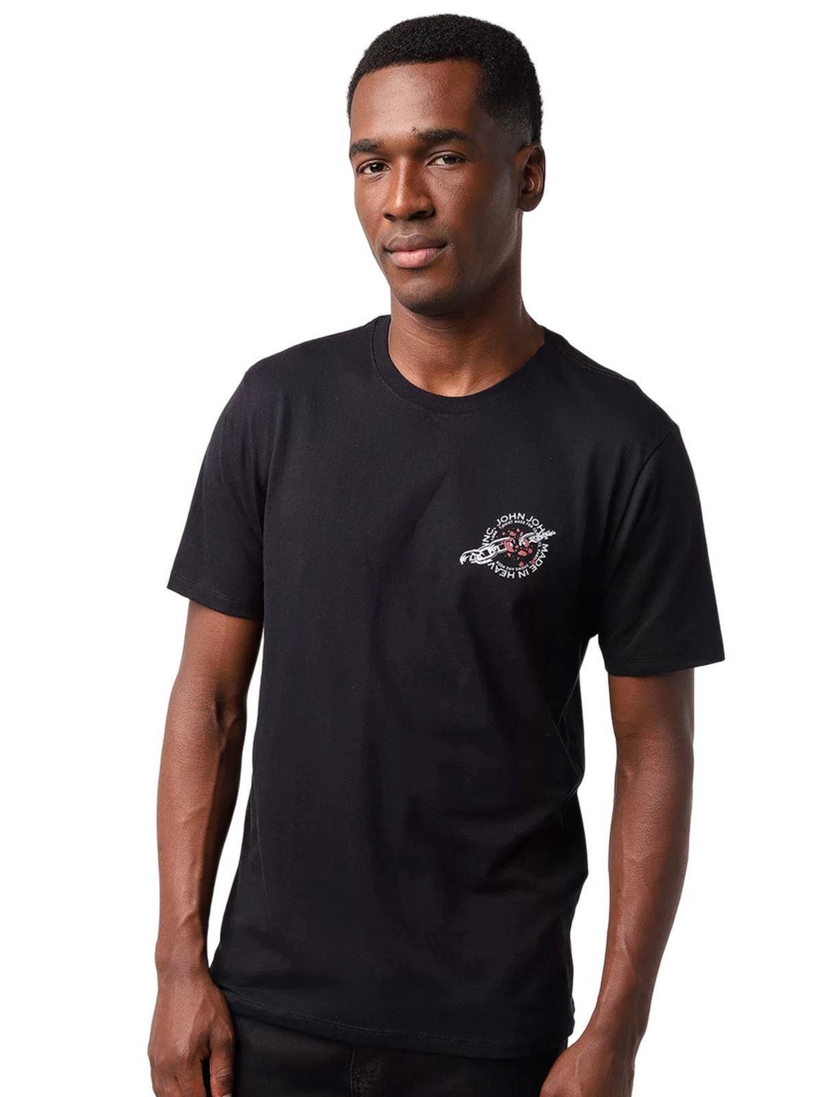 Camiseta John John Masculina Regular Logo Out Preta