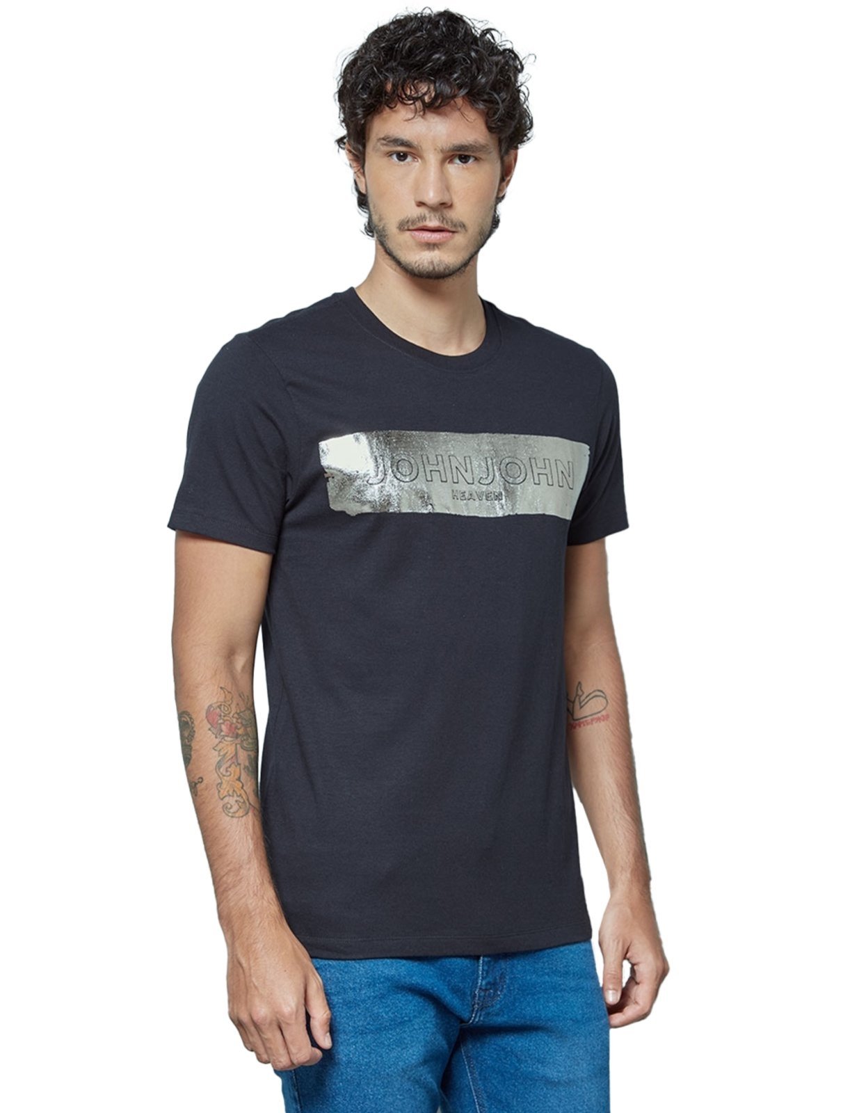 Camiseta John John Branca e Azul, Camiseta Masculina John John Usado  87413768