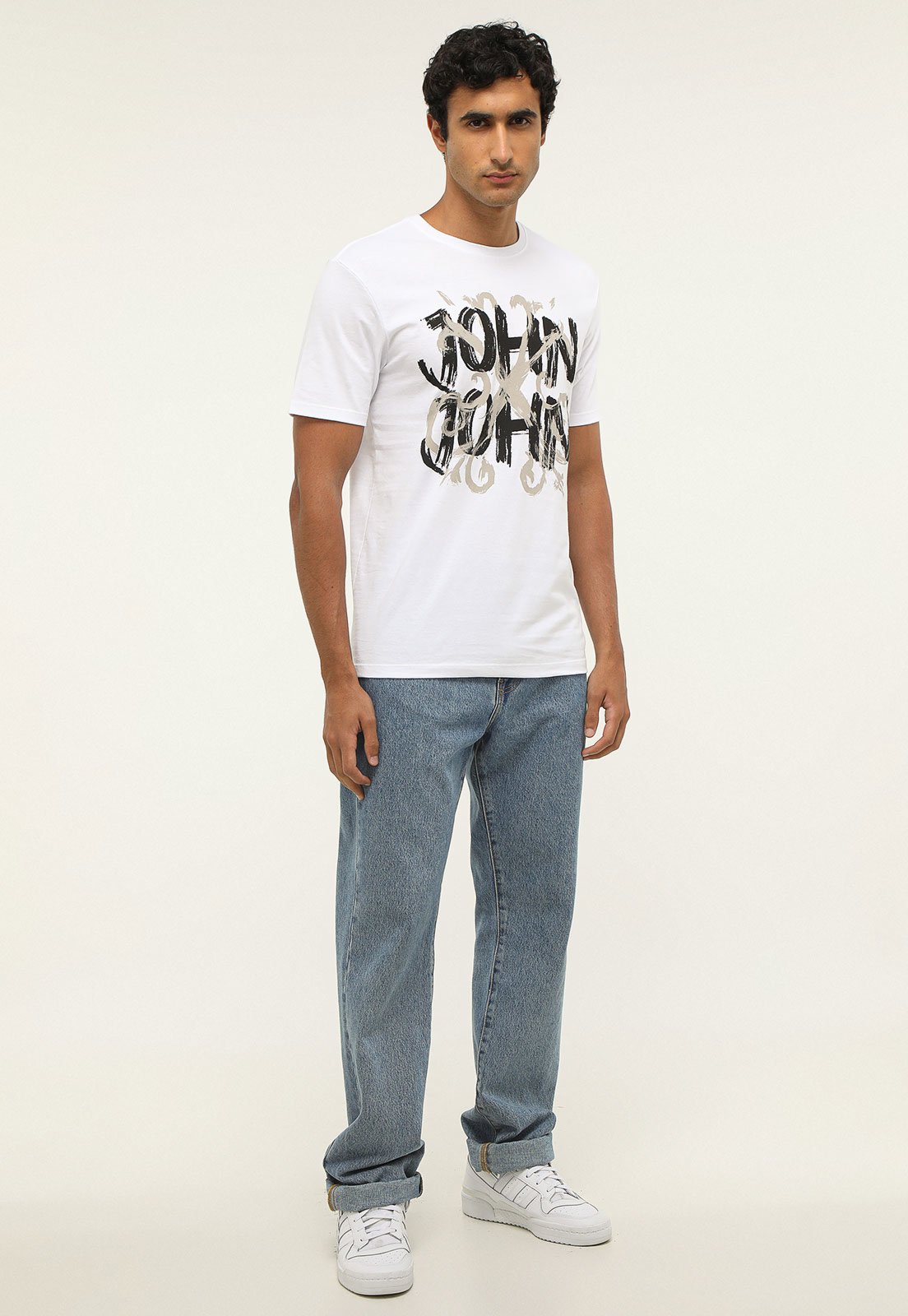 Camiseta John John Reta Estampada Branca - Compre Agora