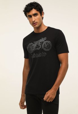 Camiseta John John Reta Estampada Preta - Compre Agora