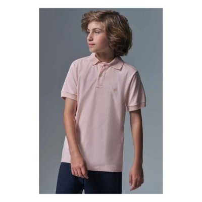 Camisa Polo Clássica Infantil Johnny Fox Rosa 10 Rosa