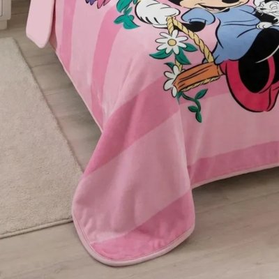 Cobertor Solteiro Jolitex Microfibra Minnie Raschel Rosa