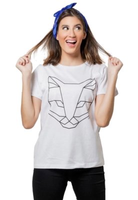 Camiseta Feminina Joss Gato Branco Menor preço em Camiseta Feminina Joss Gato Branco