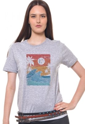 Camiseta Feminina Joss Wave Cinza Mescla Menor preço em Camiseta Feminina Joss Wave Cinza Mescla