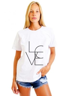 Camiseta Joss Feminina 4Love Branco Menor preço em Camiseta Joss Feminina 4Love Branco
