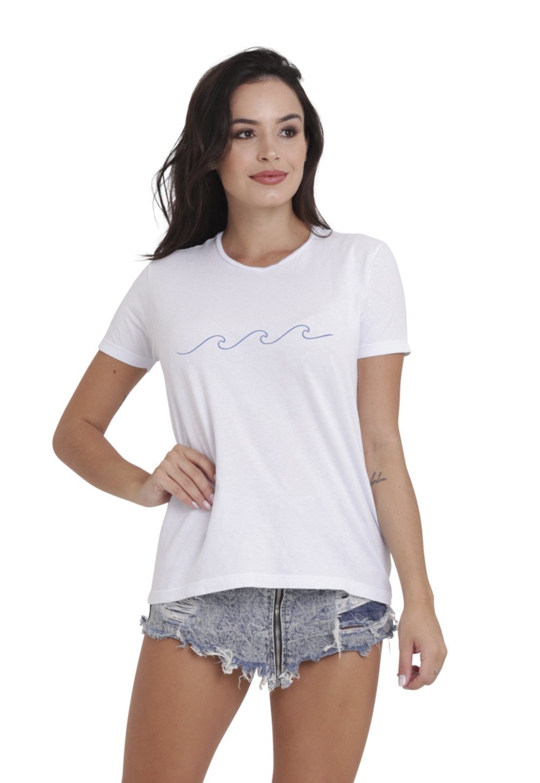 Blusa básica feminina branca sustentável que preserva - Waveholic camiseta  sustentavel