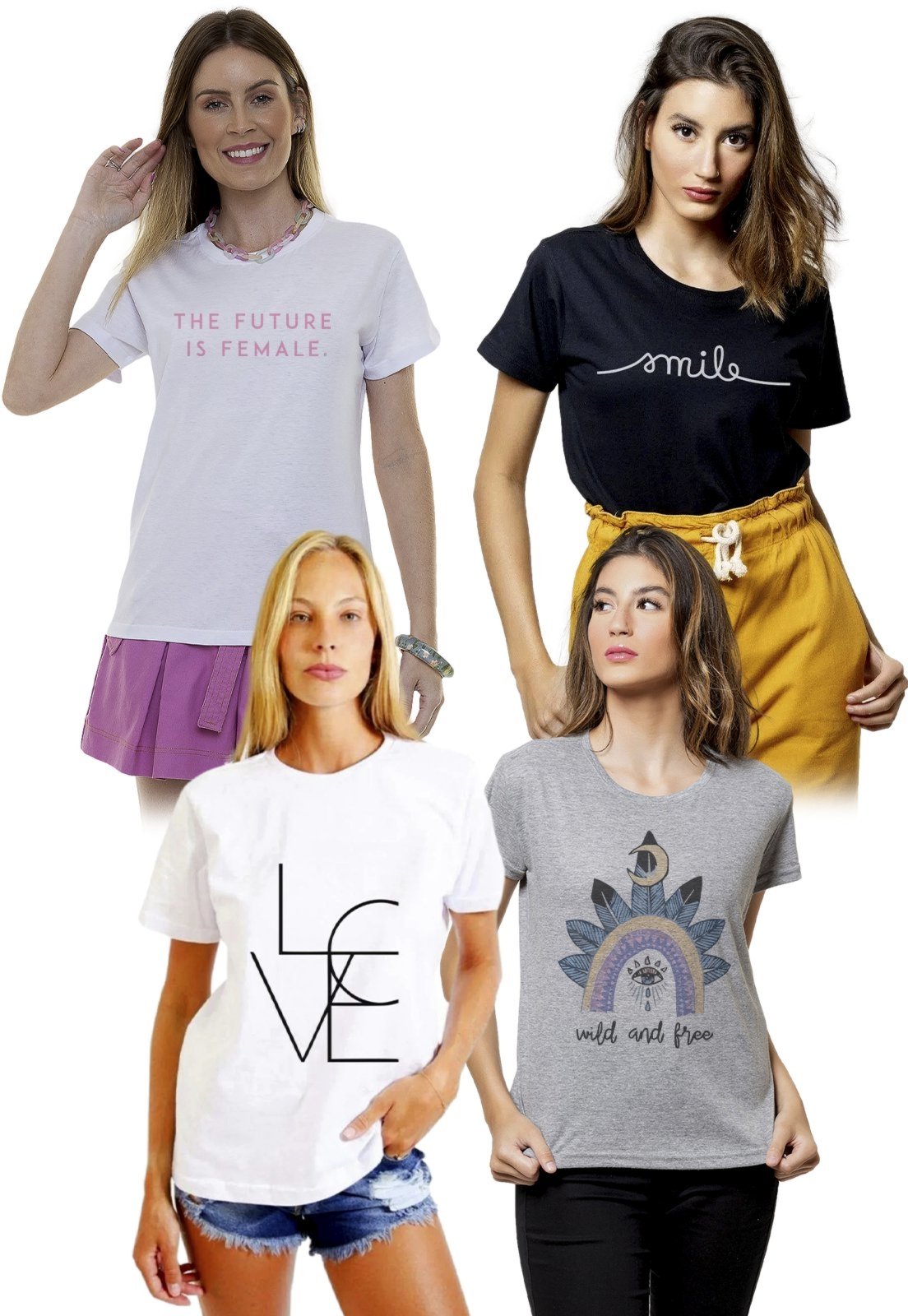 T-shirt Feminina Live Wild And Free Branca