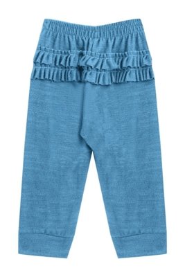Conjunto Azul Body em Algodão e Calça Texturizada