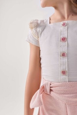 Conjunto Blusa Linho com Shorts Rosa