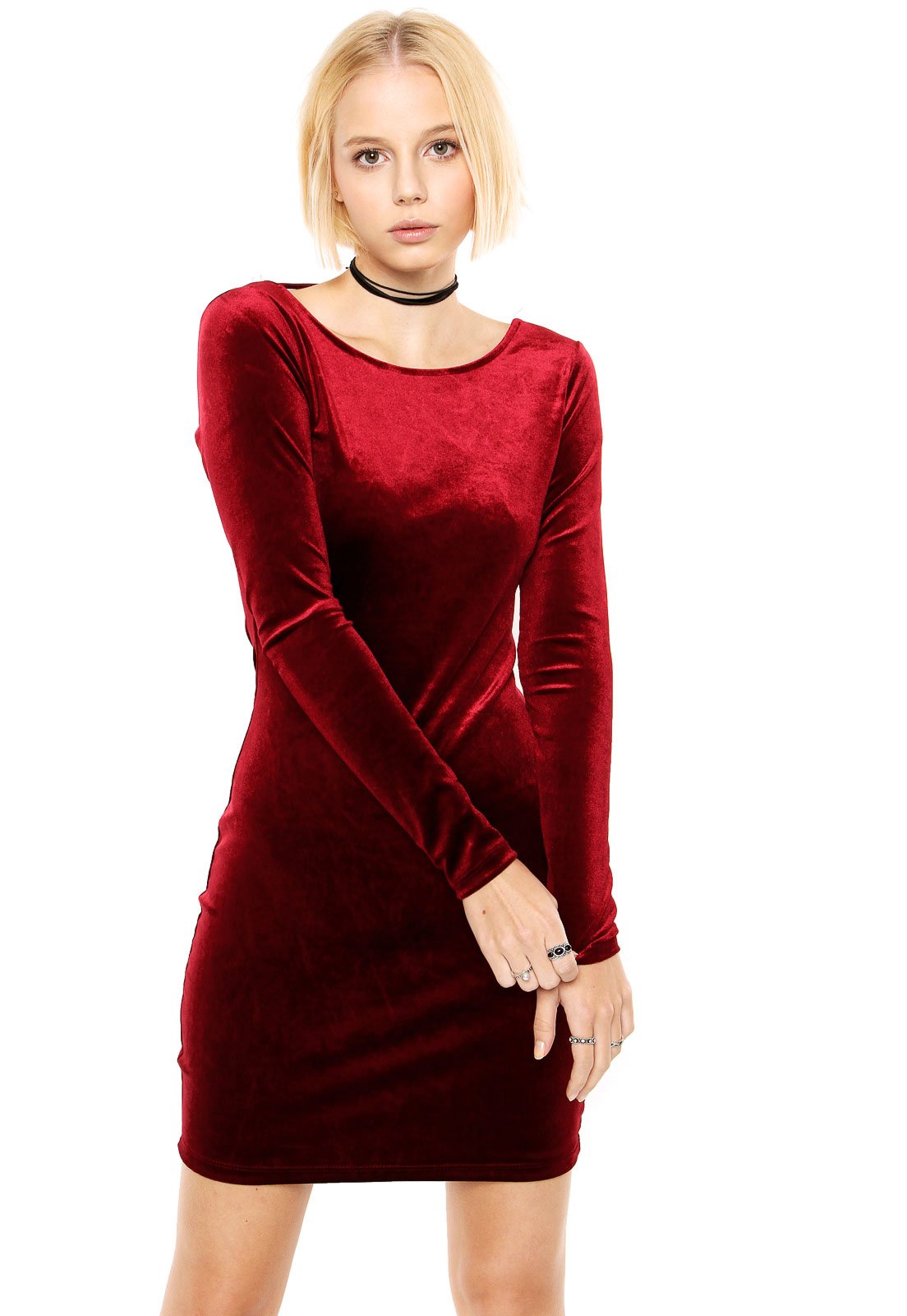 vestido veludo vermelho