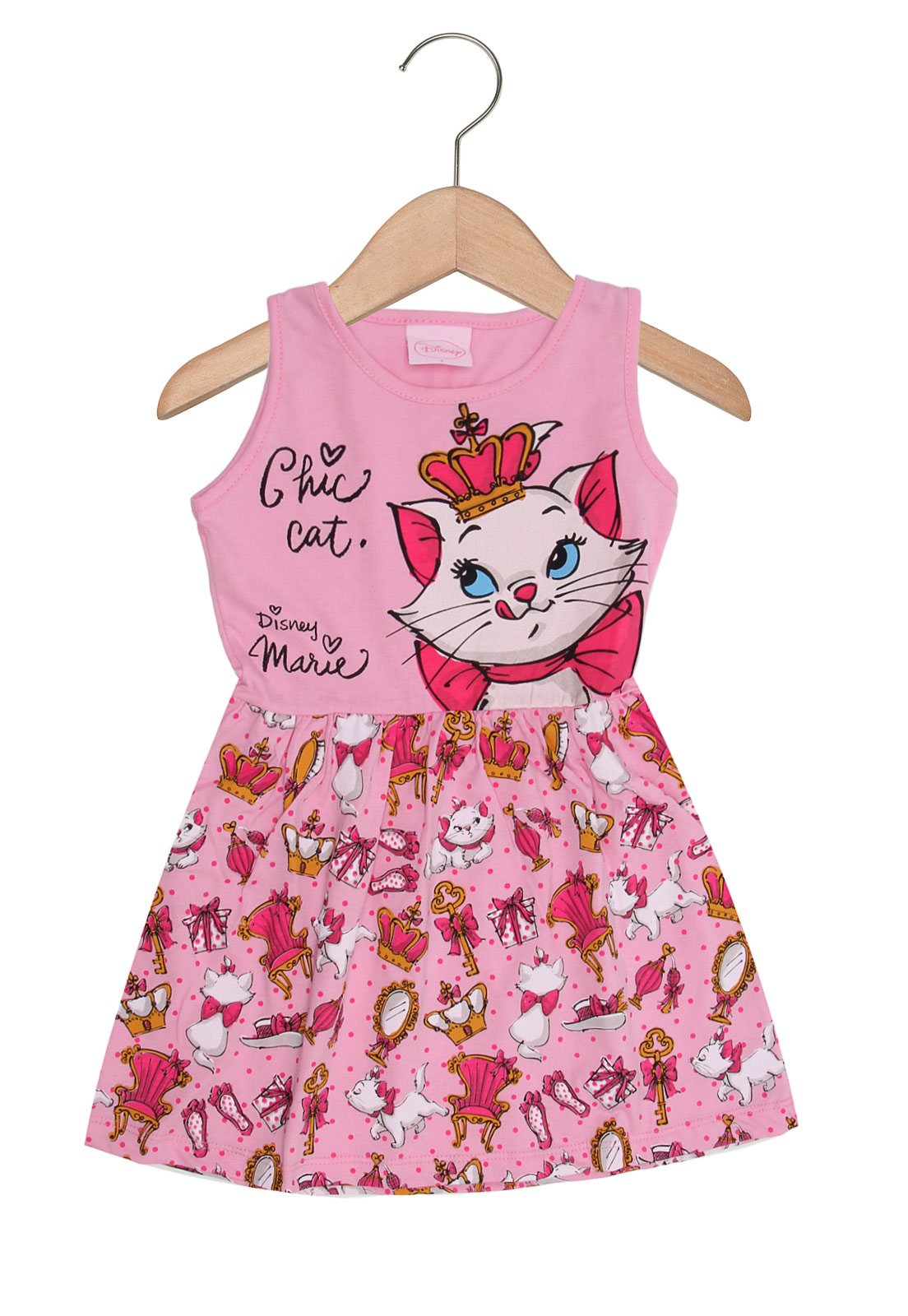 Vestido infantil tema Gata Marie rosa