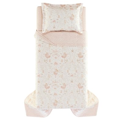 Kit Colcha Solteiro 200 Fios Karsten Infantil Encantada Rosa