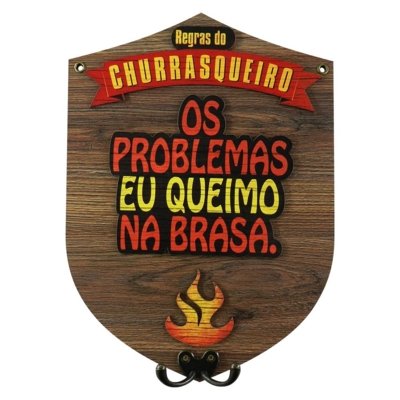 Cabideiro Kasa Ideia de Parede de Madeira: Os Problemas Eu Queimo 36x26cm Menor preço em Cabideiro Kasa Ideia de Parede de Madeira: Os Problemas Eu Queimo 36x26cm