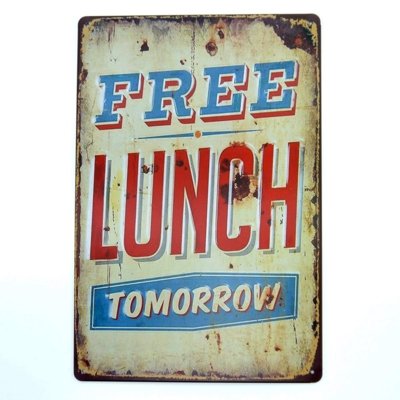 Placa Kasa Ideia de Metal Free Lunch 30x20cm Menor preço em Placa Kasa Ideia de Metal Free Lunch 30x20cm