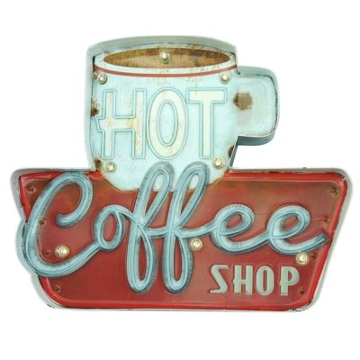 Placa de LED Kasa Ideia Hot Coffee Shop 29x35cm Menor preço em Placa de LED Kasa Ideia Hot Coffee Shop 29x35cm