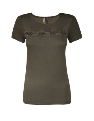 Camiseta Khelf Recorte Frente Militar Menor preço em Camiseta Khelf Recorte Frente Militar