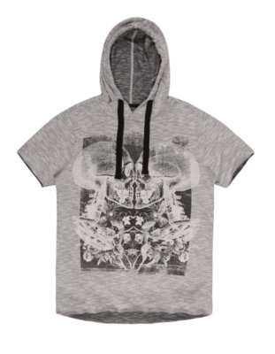 Camiseta Masculina Flamê Caveira Com Capuz Mescla Grafite Menor preço em Camiseta Masculina Flamê Caveira Com Capuz Mescla Grafite