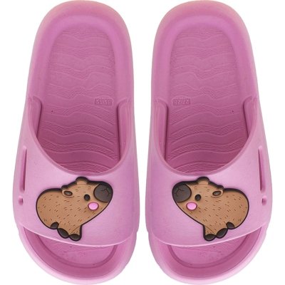 Chinelo Slide Rosa Capivara Kidstep