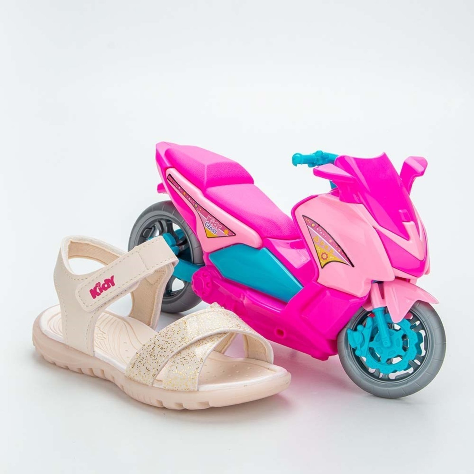 Sandália Infantil Feminina Papete Kidy Gloss Marfim com Moto - Compre Agora