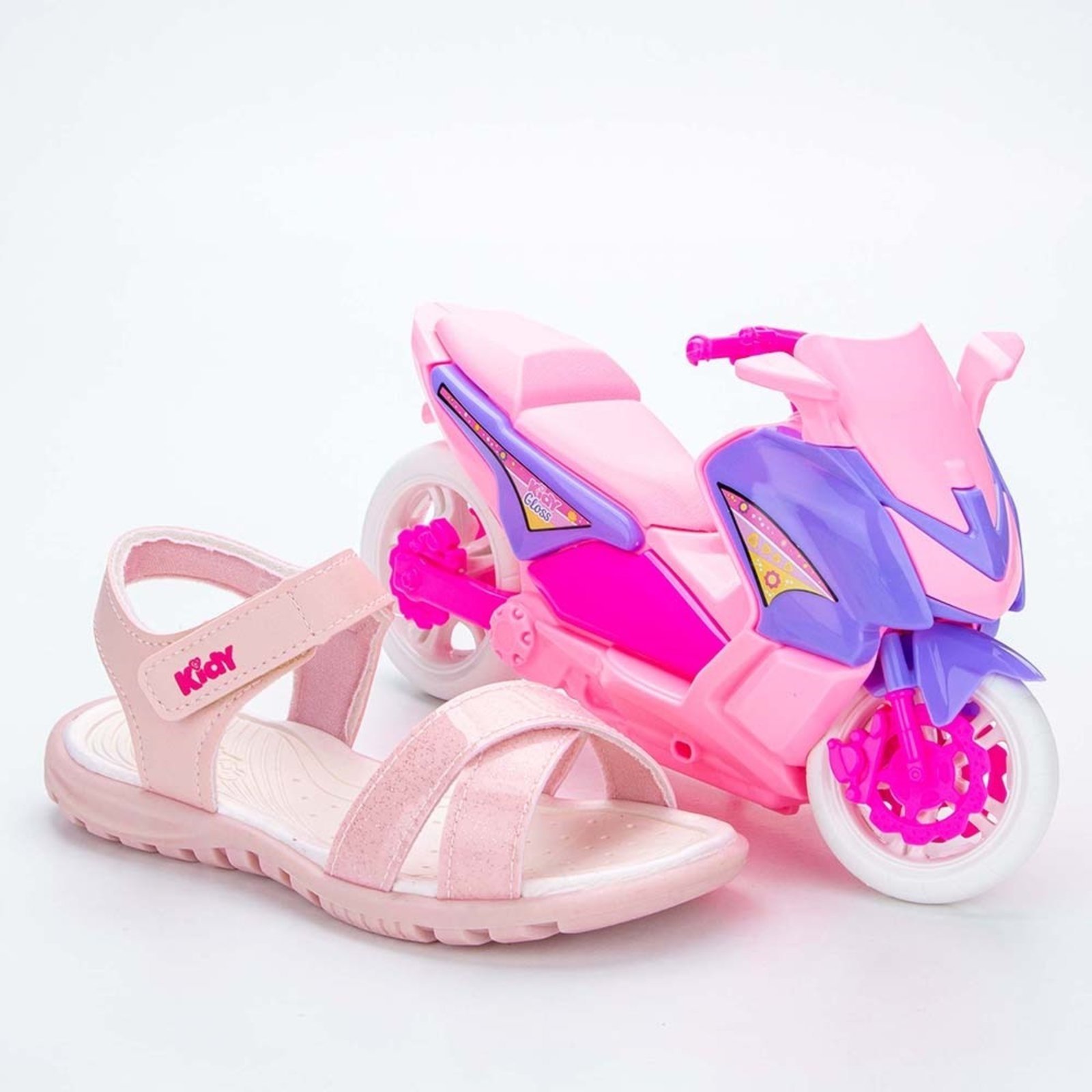 Sandália Infantil Feminina Papete Kidy Gloss Marfim com Moto - Compre Agora