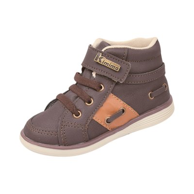 Tênis Infantil Kimimo Cano Alto Com Velcro e Elástico Café Menor preço em Tênis Infantil Kimimo Cano Alto Com Velcro e Elástico Café