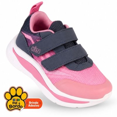 Tênis Infantil Menina Klin Flash Rosa e Marinho