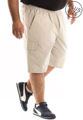 Bermuda Konciny Cargo Plus Size Bege Menor preço em Bermuda Konciny Cargo Plus Size Bege