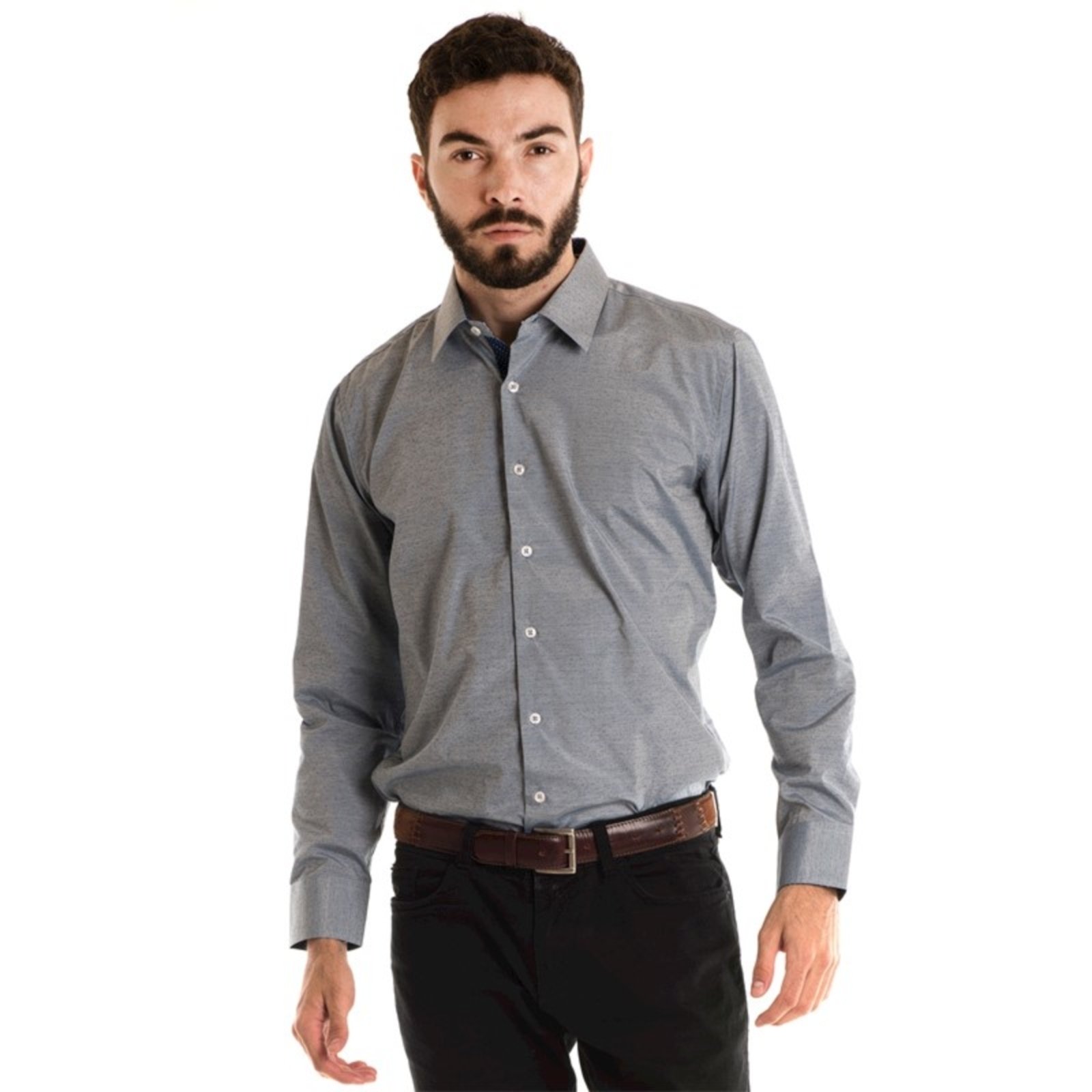 camisa social cinza