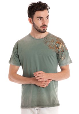 Camiseta Básica Konciny Manga Curta Musgo Claro Menor preço em Camiseta Básica Konciny Manga Curta Musgo Claro