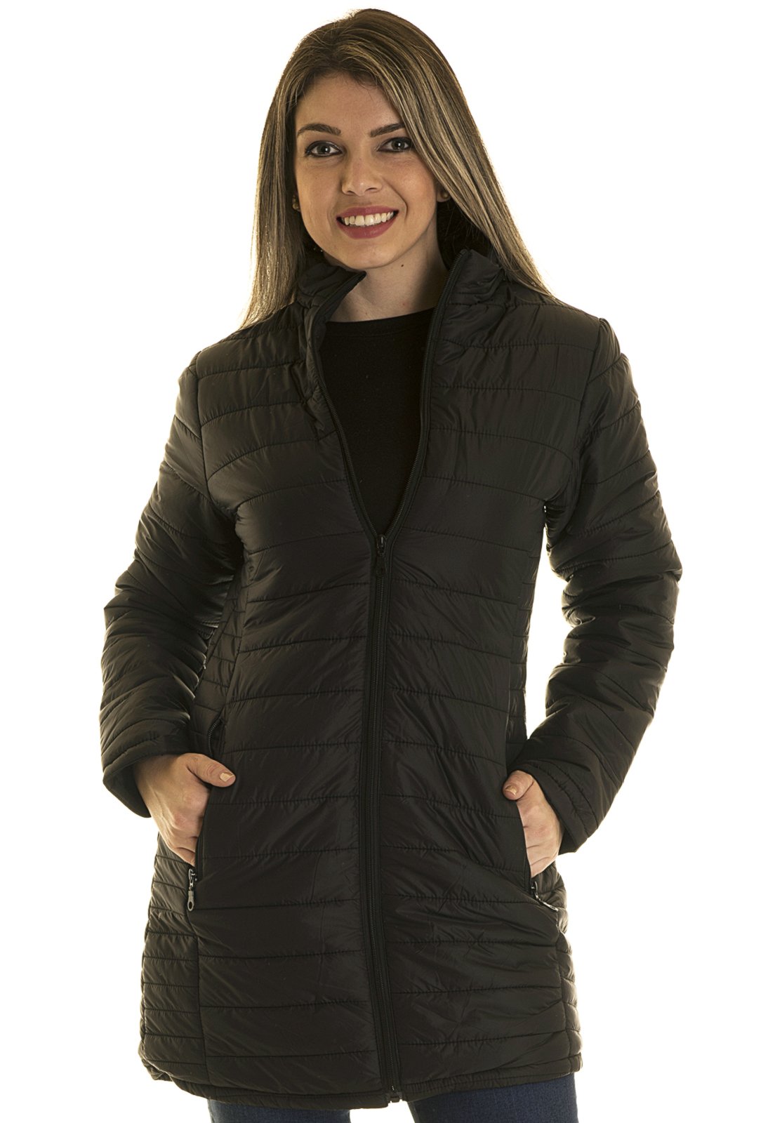 casaco feminino nylon longo