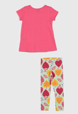 Conjunto Infantil Kyly Blusa Estampada e Legging Rosa