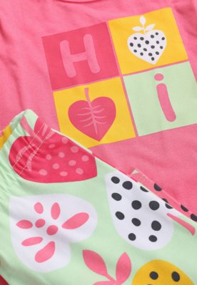 Conjunto Infantil Kyly Blusa Estampada e Legging Rosa