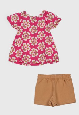 Conjunto Infantil Kyly Estampado Floral Rosa