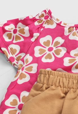 Conjunto Infantil Kyly Estampado Floral Rosa