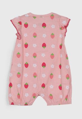 Macacão Infantil Kyly Morangos Rosa