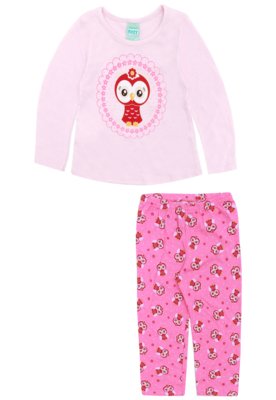 Pijama Kyly Longo Menina Frontal Rosa Menor preço em Pijama Kyly Longo Menina Frontal Rosa