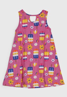 Vestido Infantil Kyly Estampado Rosa