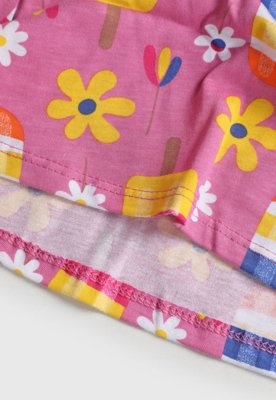 Vestido Infantil Kyly Estampado Rosa