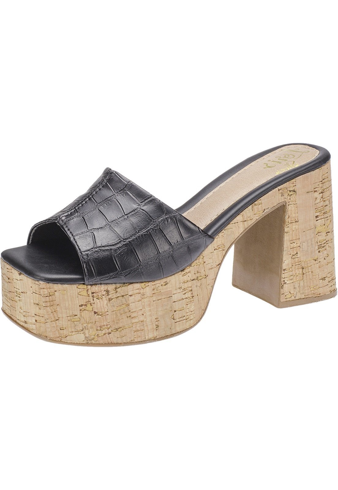 Sandália DAFITI SHOES Salto Grosso Preto - Compre Agora