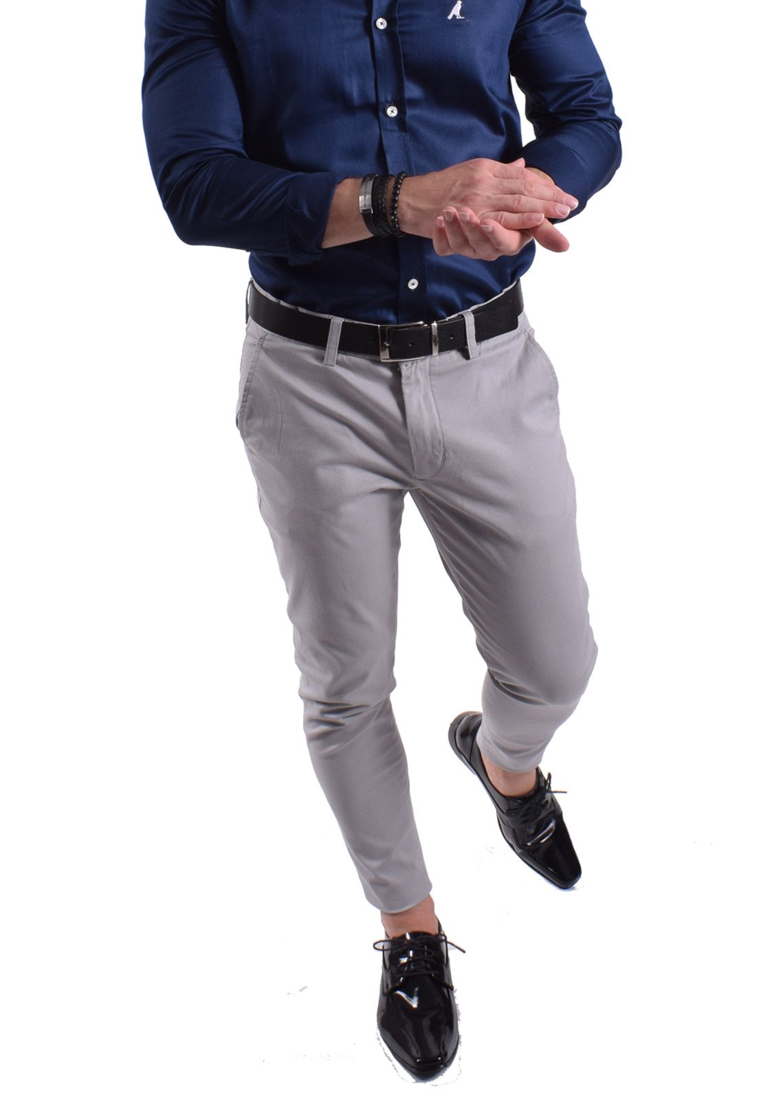 calça de alfaiataria masculina cinza