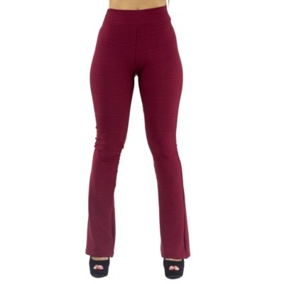 Calça flare deals bandagem marsala