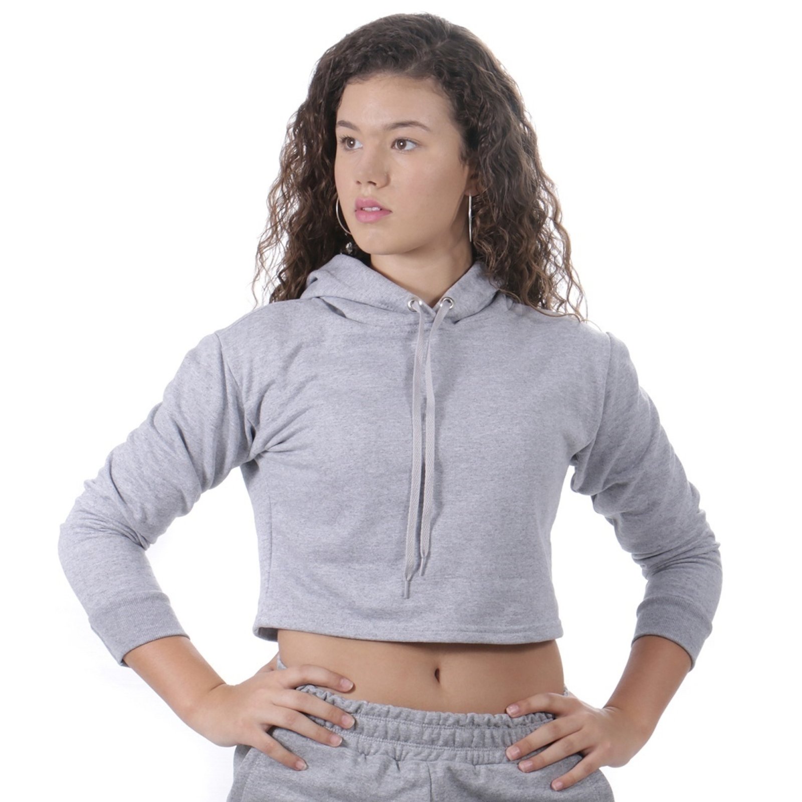 charcoal cropped moletom com capuz